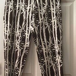 Michael Kors Black and White Bamboo Print Cropped Pants
